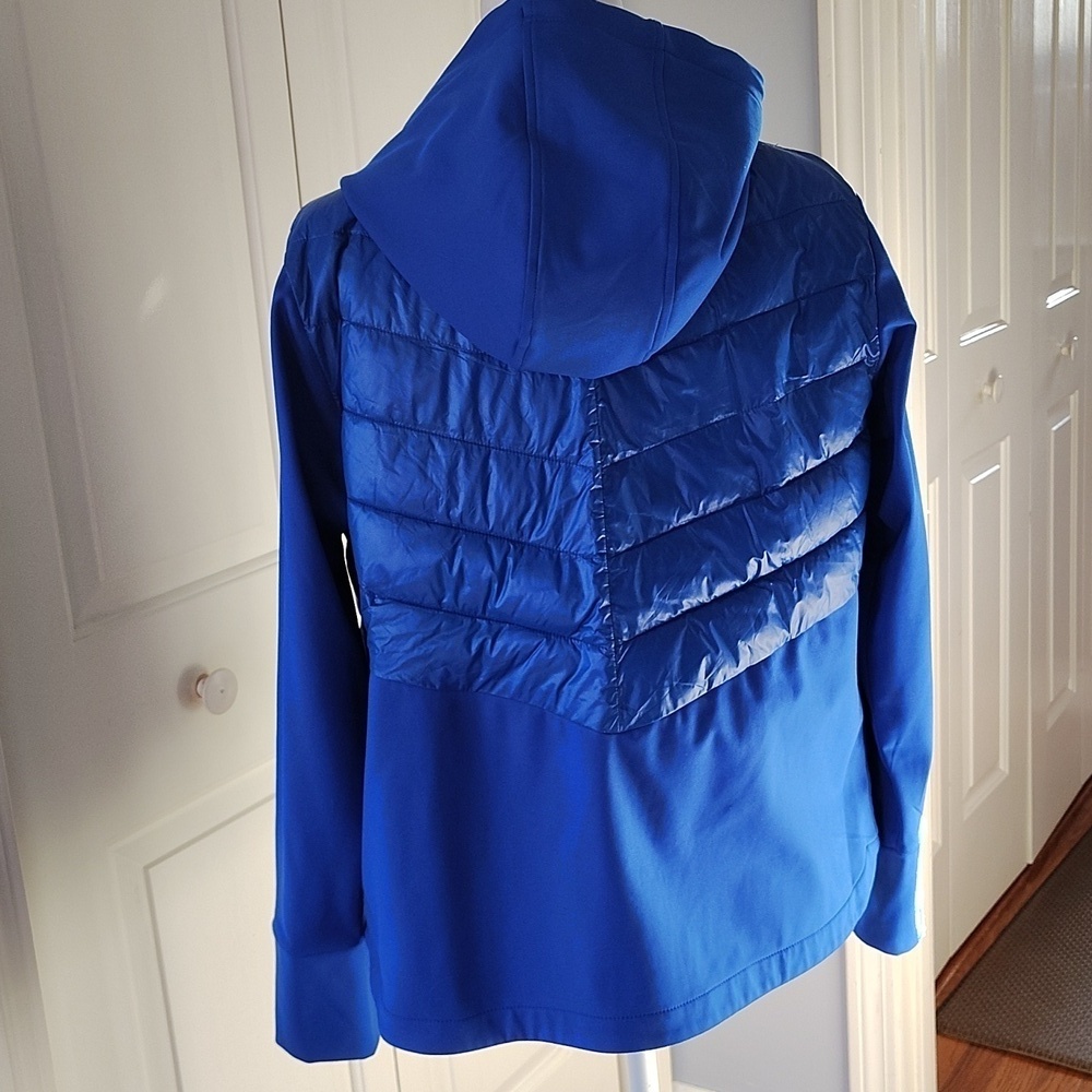 Lou & Grey Chevron Hooded Puffer Jacket Cobalt Blue M - Picture 6 of 13